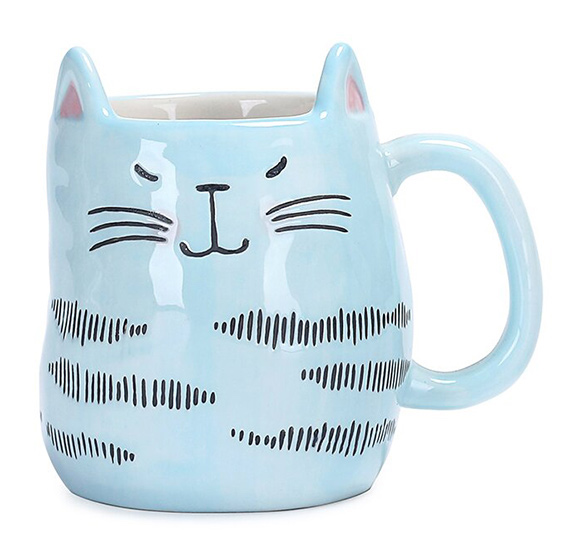 a blue cat mug