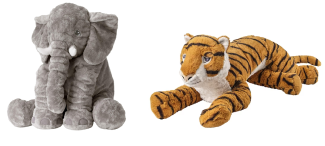 a pair of stuffed toys